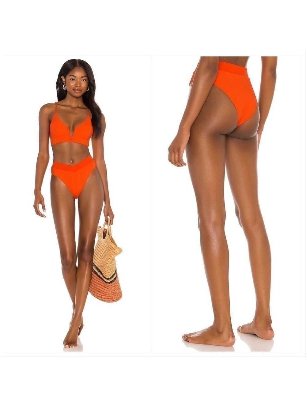 L*Space x Revolve Rib Court Bitsy Bikini Bottom in Poppy